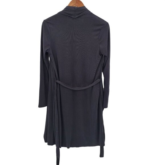 Womens Kimono Cardigan Sweater Sz Small Charcoal Gray Tie Waist‎ Long Sleeve - Picture 3 of 11